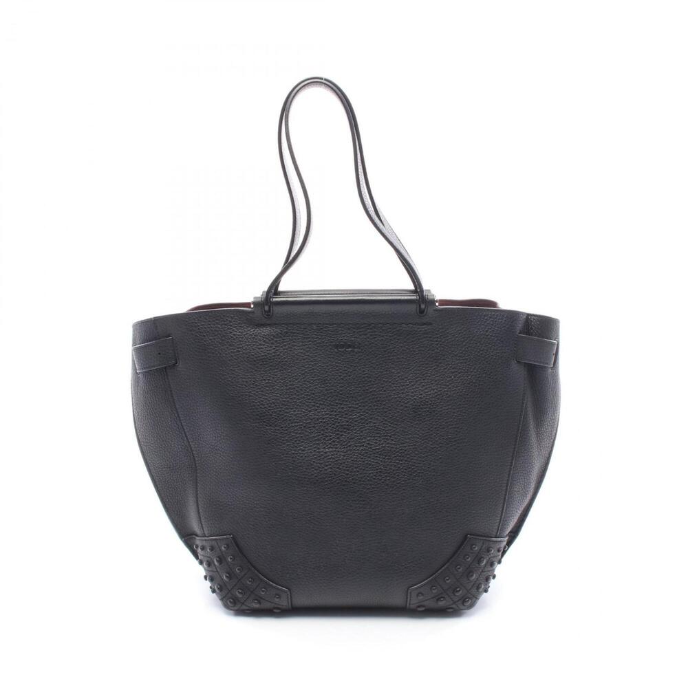 Tod's Wave Tote Bag Handbag Leather Women's Black